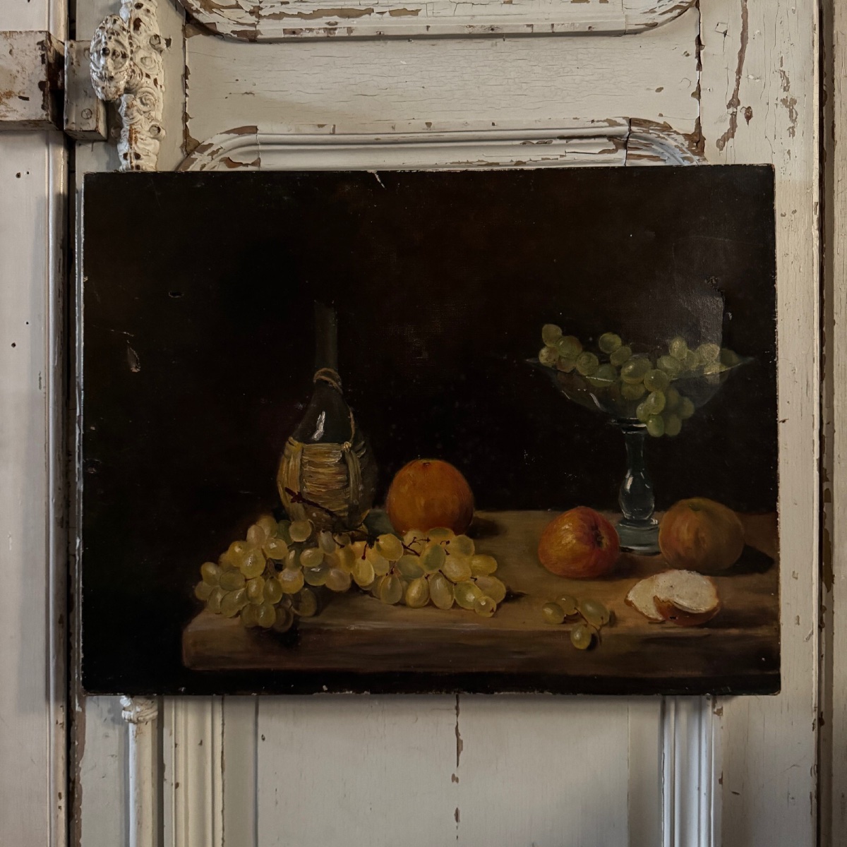 Oil On Canvas Still Life With Fruit, Early 20th Century -photo-1