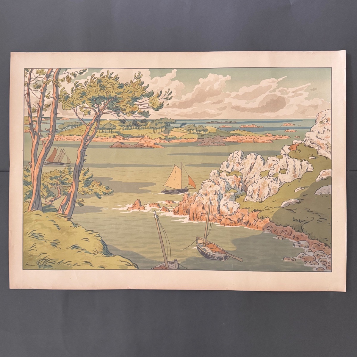 Lithograph By Henri Rivière, Aspects Of Nature - The Island-photo-3
