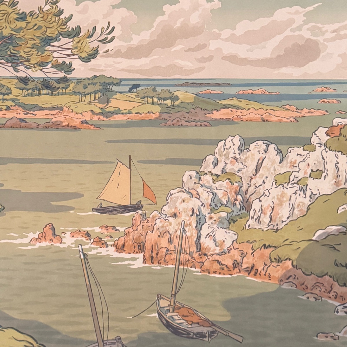 Lithograph By Henri Rivière, Aspects Of Nature - The Island-photo-3