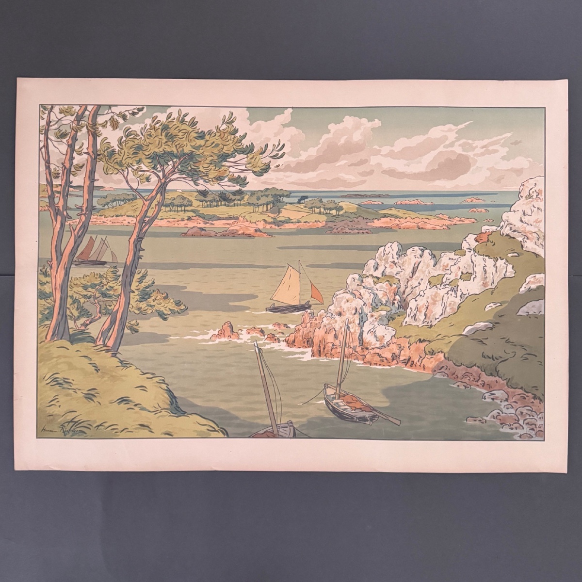Lithograph By Henri Rivière, Aspects Of Nature - The Island