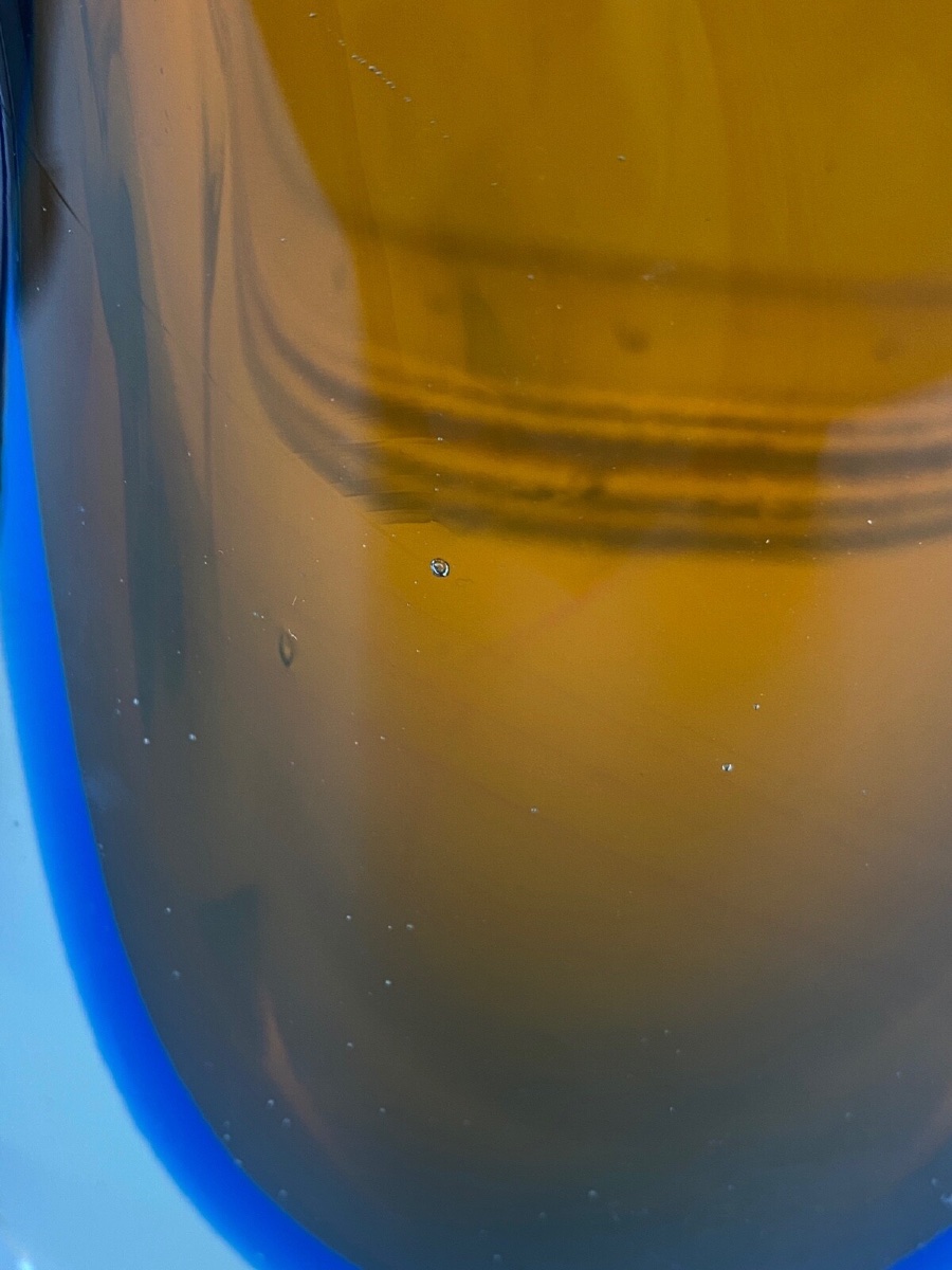 Vase Murano années 60 forme libre fond rouge et bleu 6 kilos -photo-3