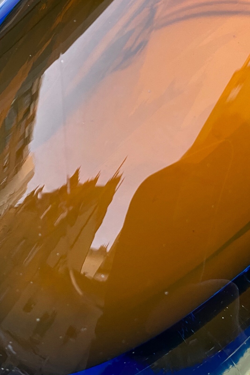 Vase Murano années 60 forme libre fond rouge et bleu 6 kilos -photo-5