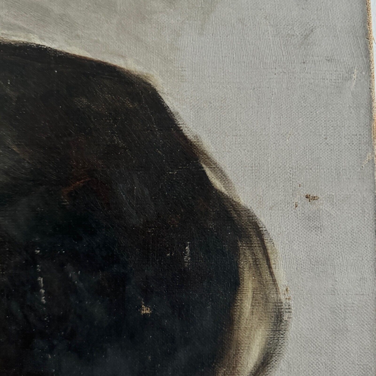 Huile sur toile portrait de jeune de qualité de profil fin XIXe-photo-1