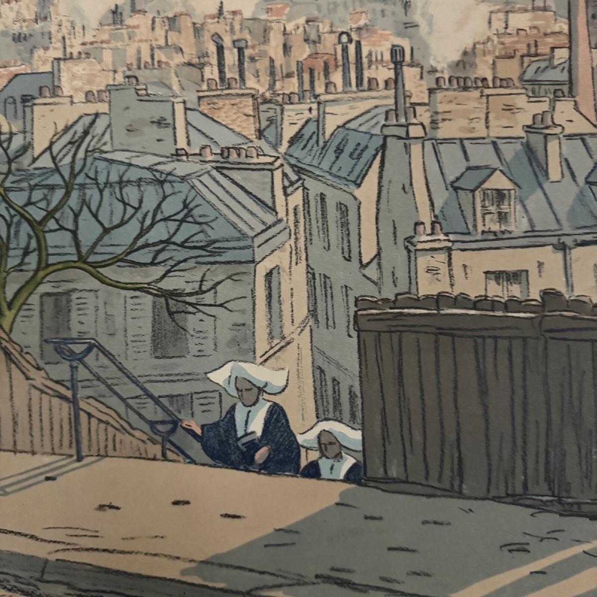 Lithographie par Henri Rivière Paysages Parisiens Paris vu de Montmartre -photo-4