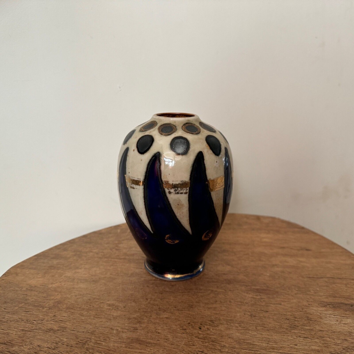 Vase 1930 manufacture Quimper Odetta avec rehauts dorés -photo-2