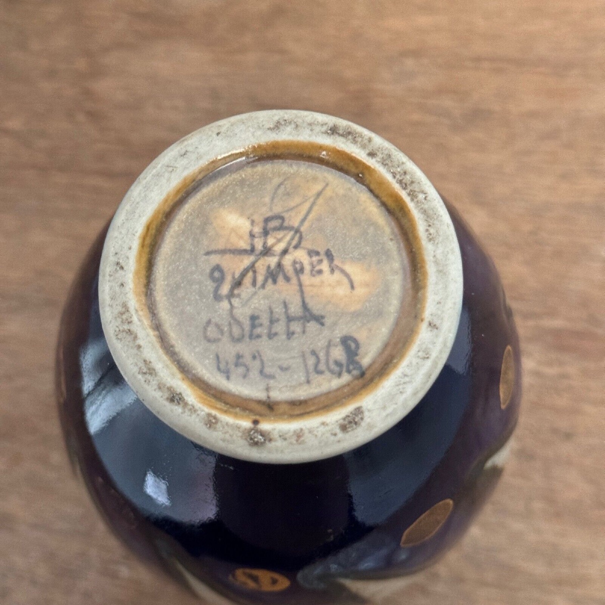 Vase 1930 manufacture Quimper Odetta avec rehauts dorés -photo-3