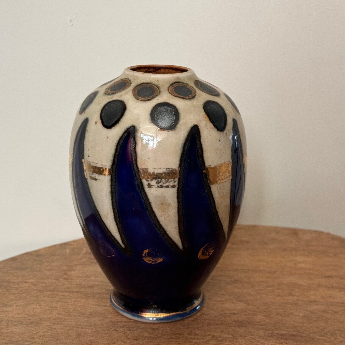 Vase 1930 manufacture Quimper Odetta avec rehauts dorés -photo-4
