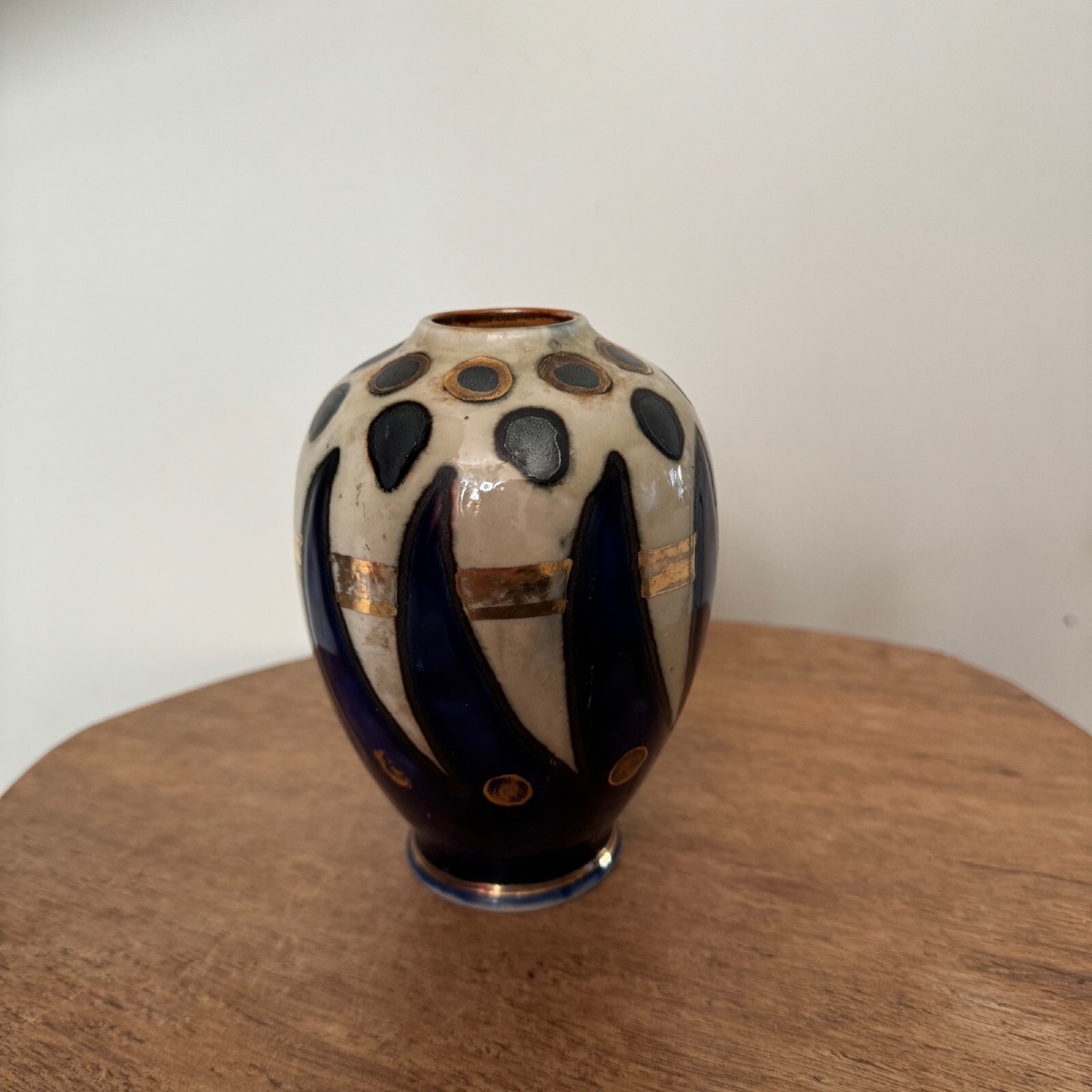 Vase 1930 manufacture Quimper Odetta avec rehauts dorés -photo-1