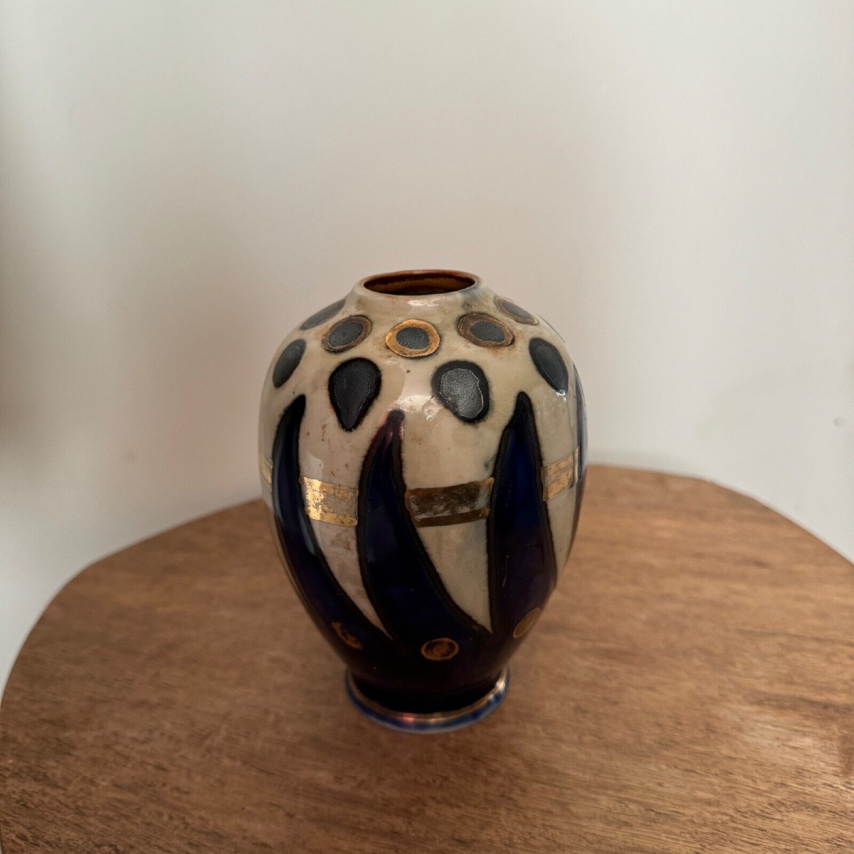 Vase 1930 manufacture Quimper Odetta avec rehauts dorés -photo-2