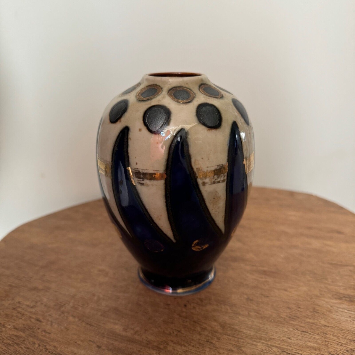 Vase 1930 manufacture Quimper Odetta avec rehauts dorés -photo-3