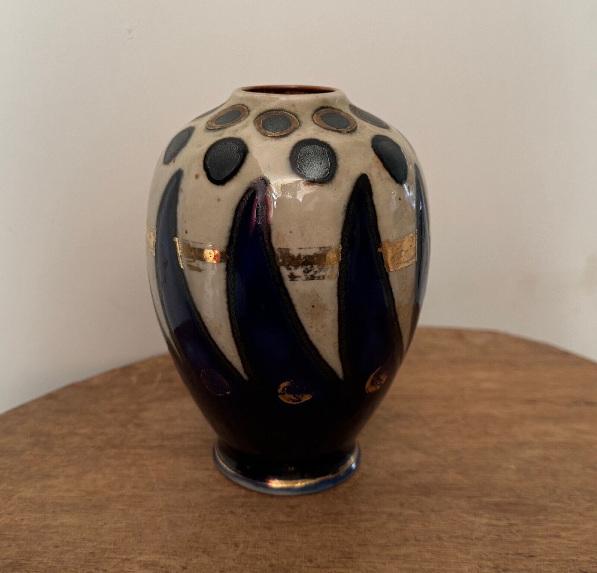 Vase 1930 manufacture Quimper Odetta avec rehauts dorés 