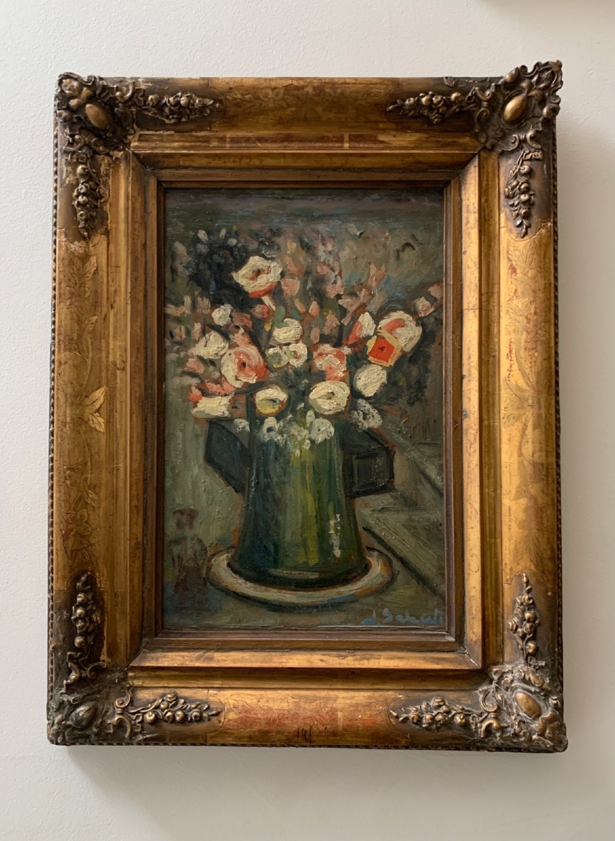 Oil On Panel, Still Life Bouquet Of Flowers By G. Schati, Circa 1930