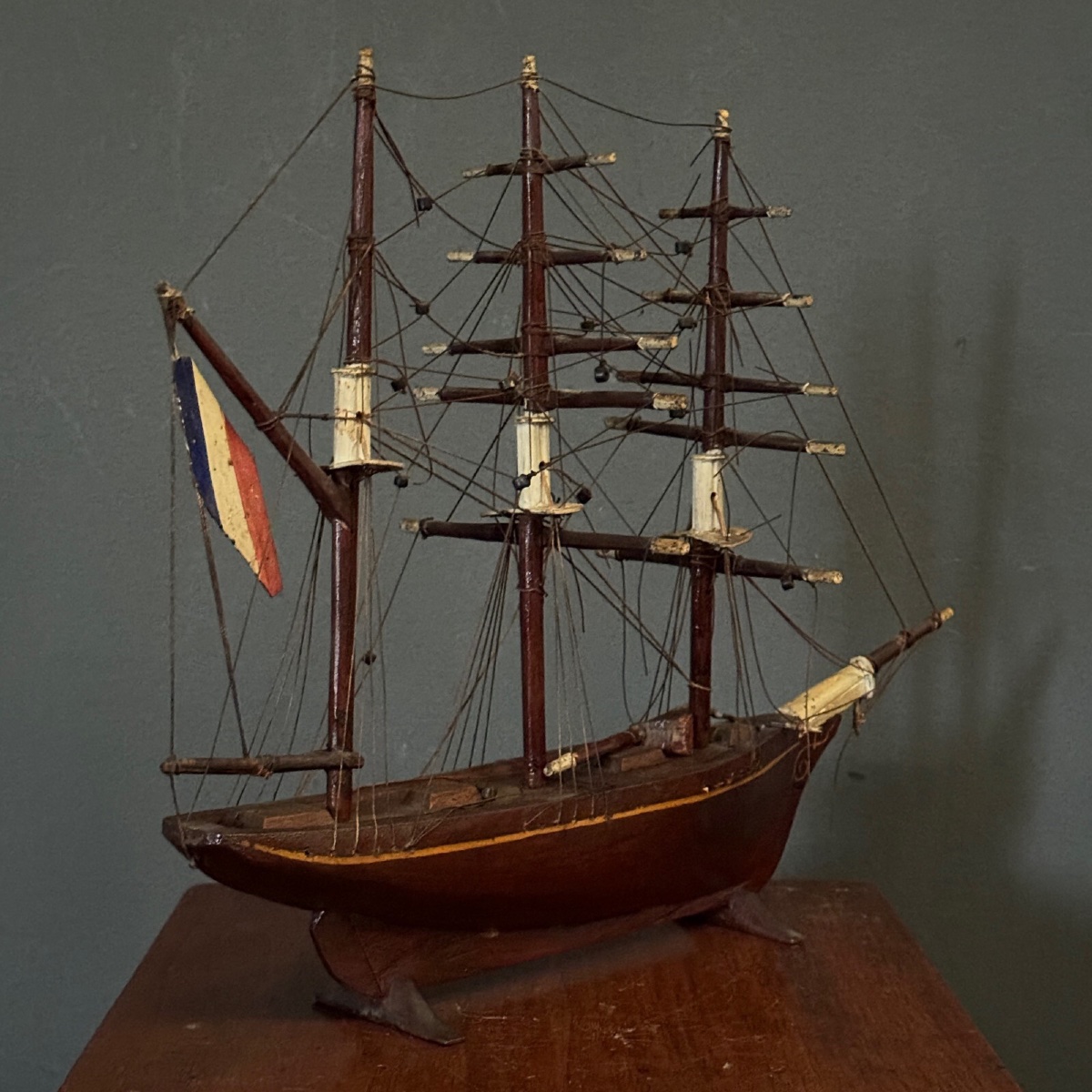 Maquette de bateau français trois-mâts XIXe Cancale-photo-2