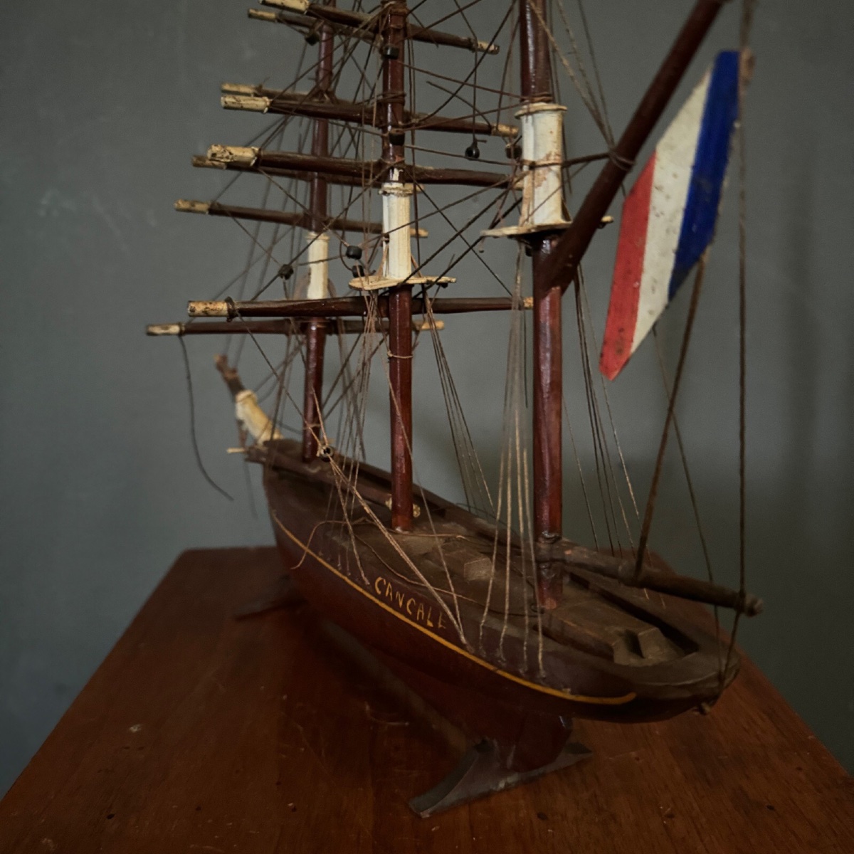 Maquette de bateau français trois-mâts XIXe Cancale-photo-2
