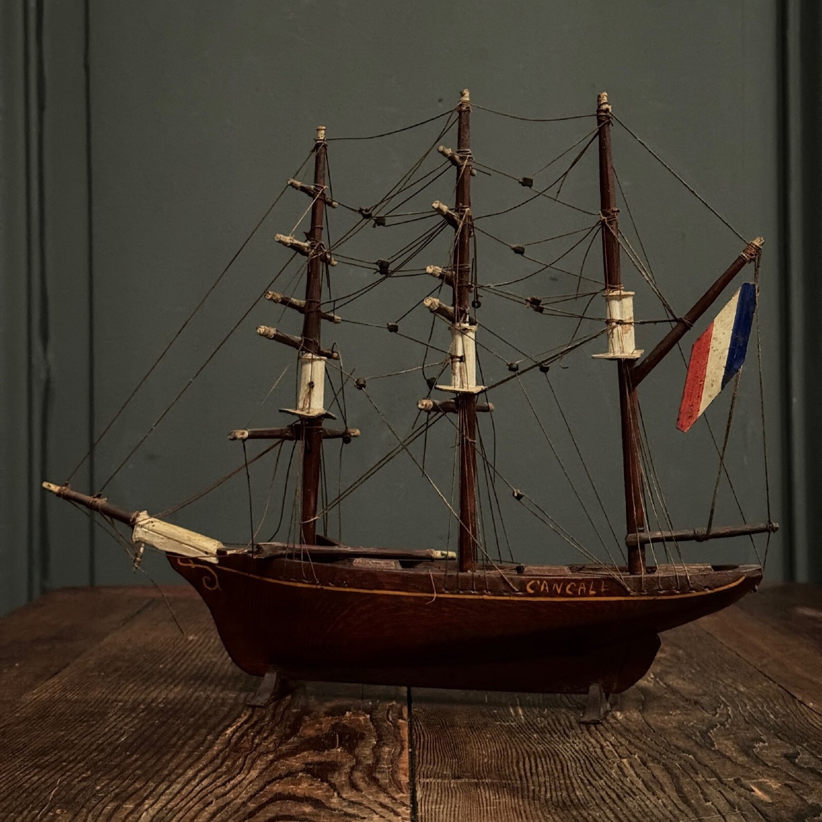 Maquette de bateau français trois-mâts XIXe Cancale-photo-7