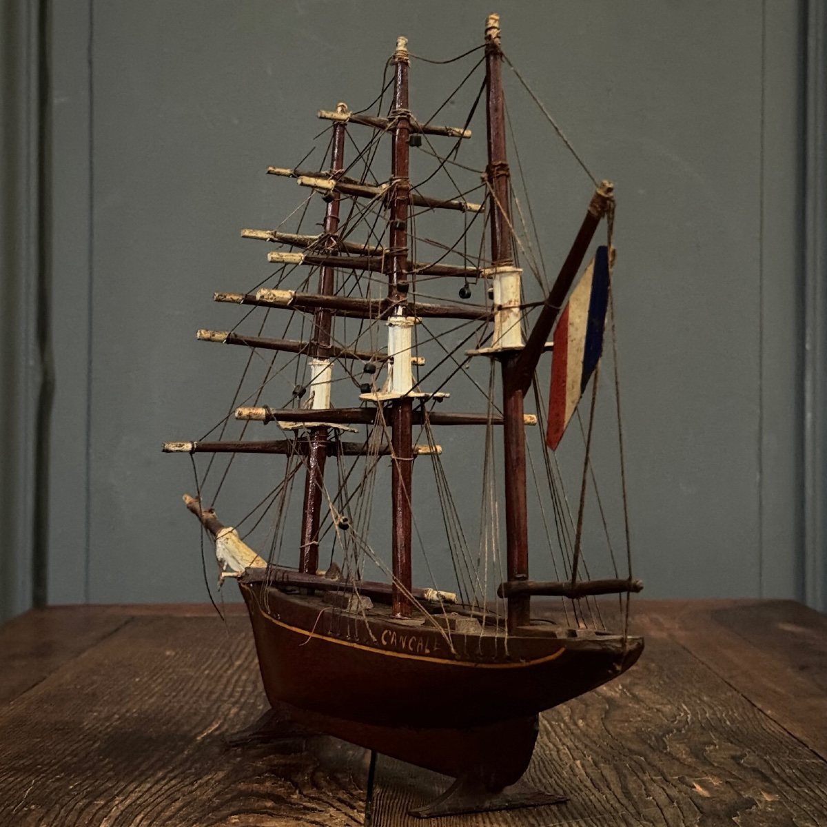 Maquette de bateau français trois-mâts XIXe Cancale-photo-8