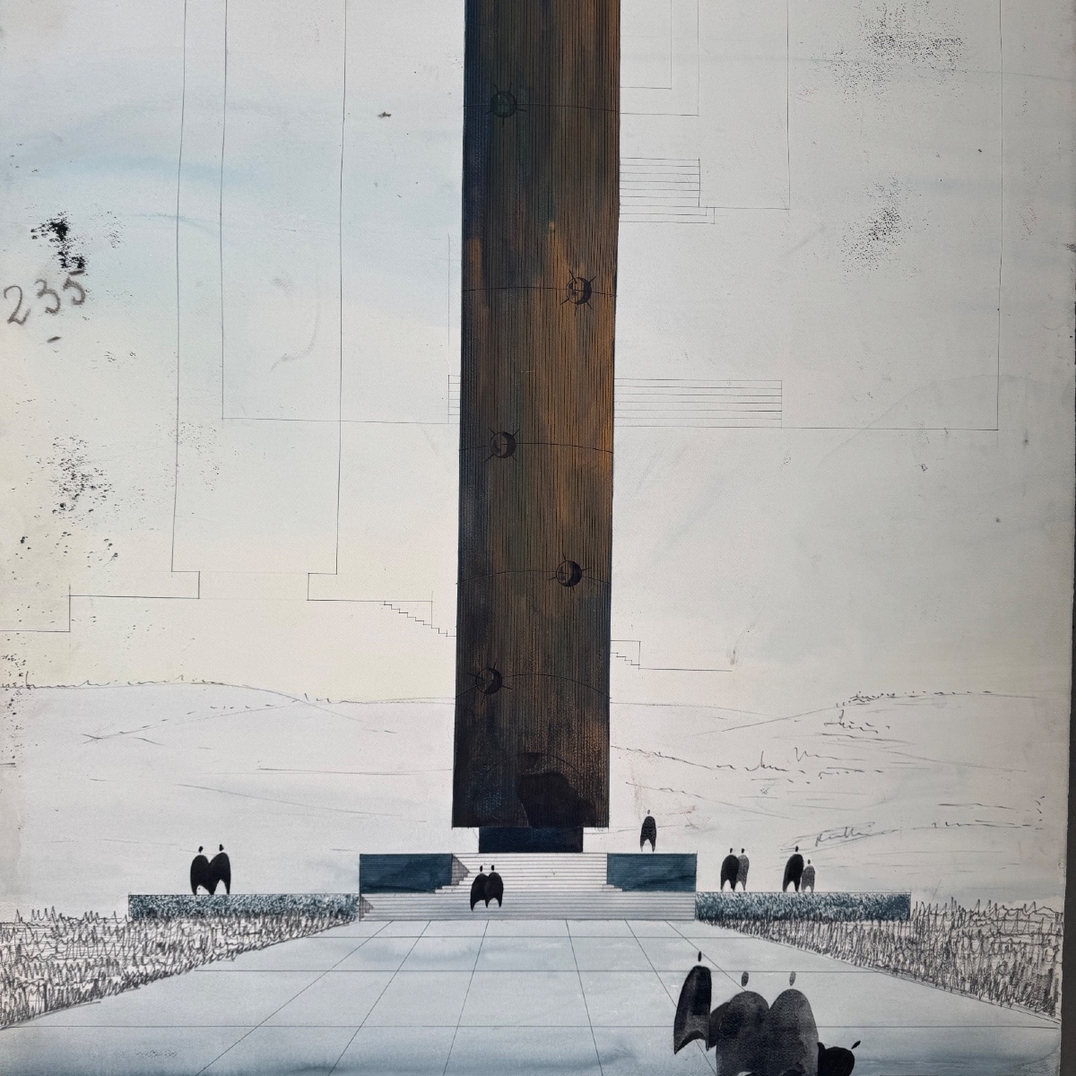 Architectural Drawing Project From 1960 By René Vachez Depicting A Tower