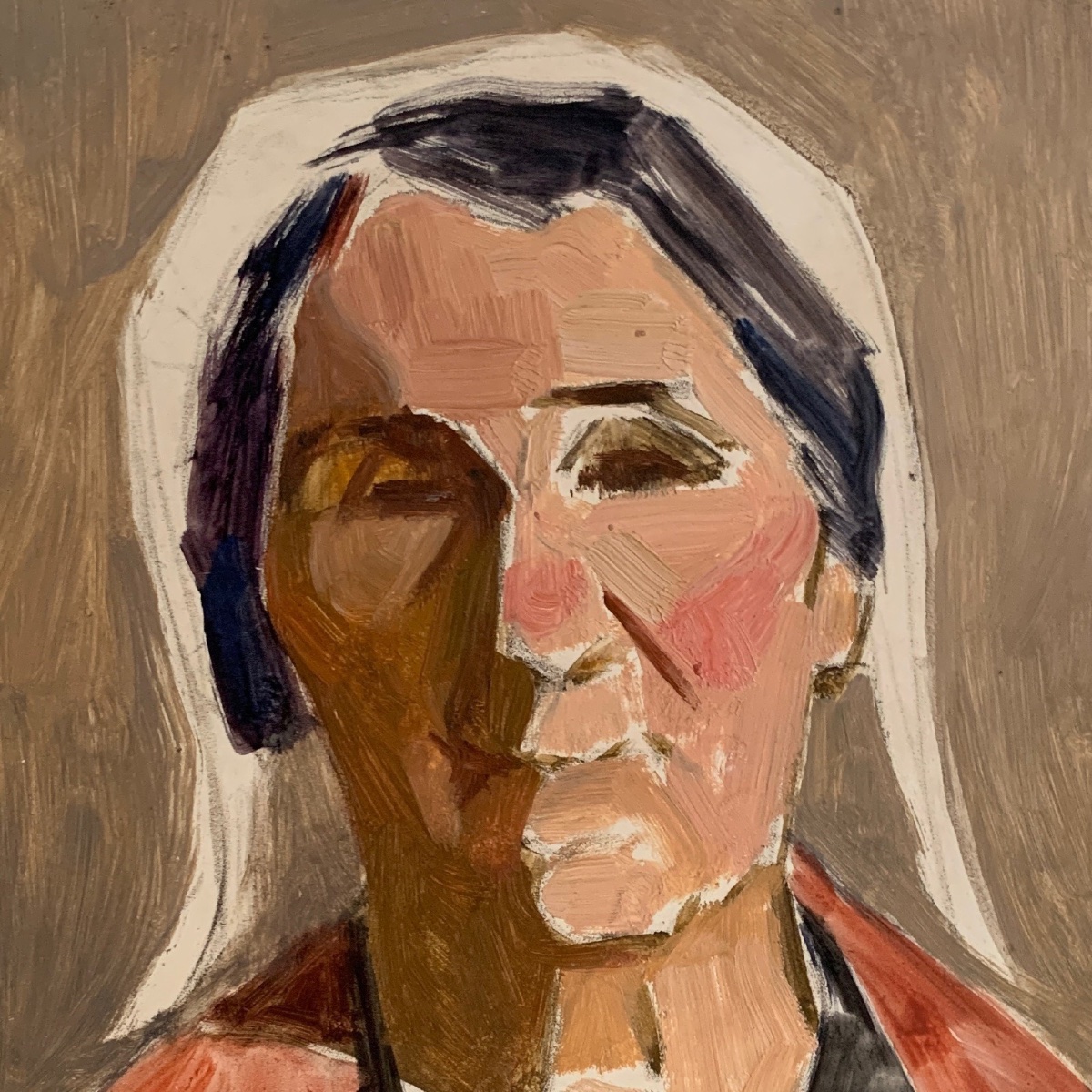 Oil On Panel Depicting A Woman Wearing A Headdress, 1930-photo-4