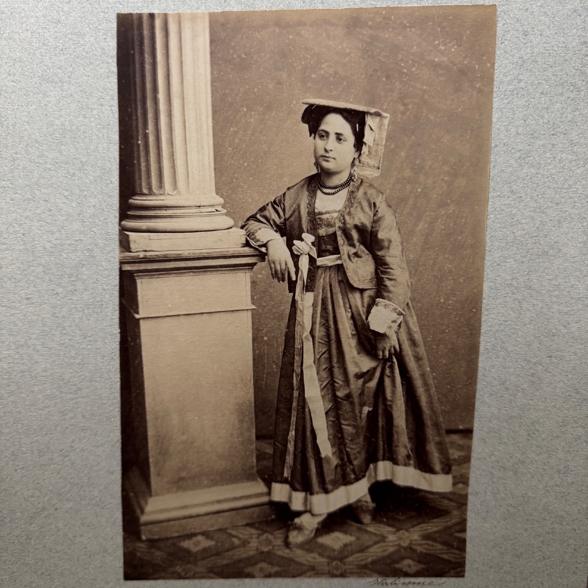 Albumen Print Mounted On Cardboard Depicting A 19th-century Italian Woman
