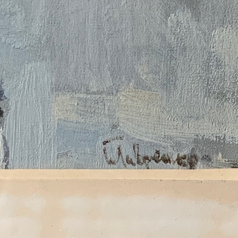 Huile sur Isorel 1960 représentant des patineuses à glace et des juges -photo-3