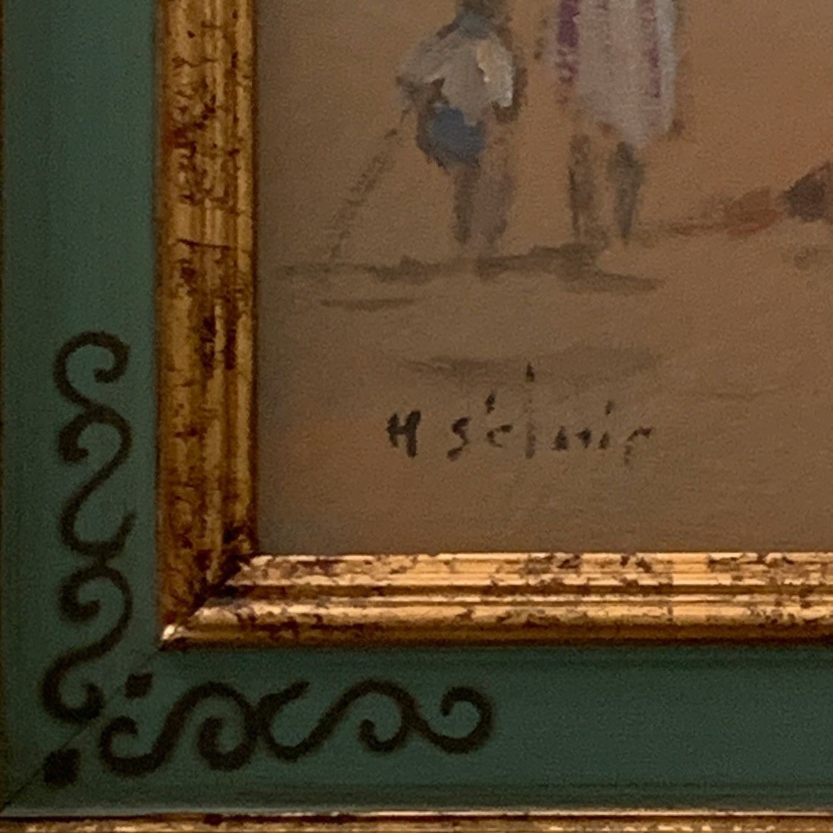 Scène de plage par Henri Saint-Clair (1899-1990) gouache sur carton -photo-2