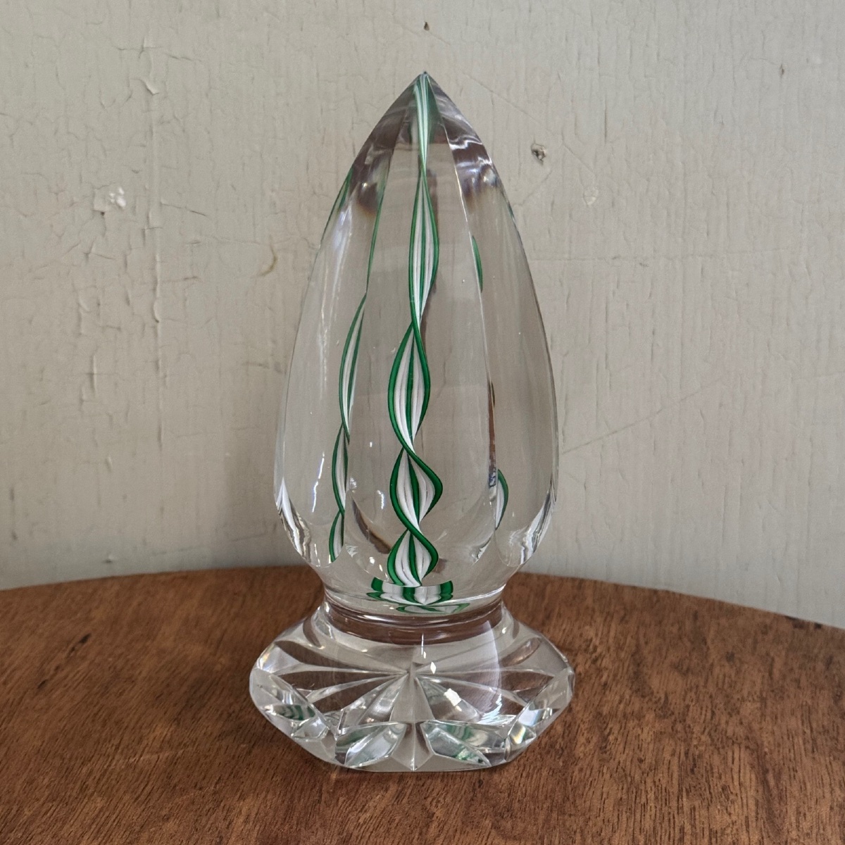 Sulfure presse-papier en cristal en forme d'ogive sur pied douche XXe-photo-2