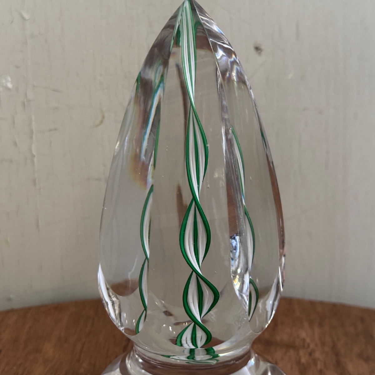 Sulfure presse-papier en cristal en forme d'ogive sur pied douche XXe-photo-4