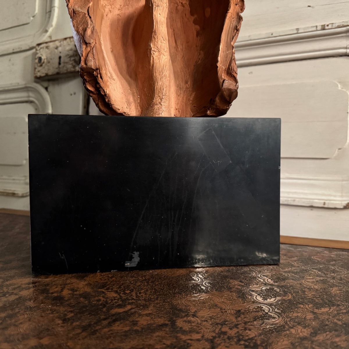 Sculpture en terre cuite masque d'homme par Charles Filleul XXe-photo-7