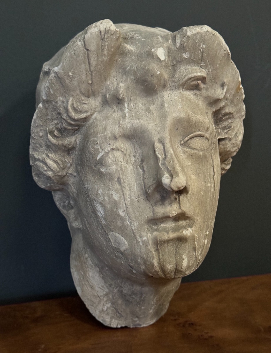 Sculpture à l'Antique en plâtre visage féminin début XXe-photo-3