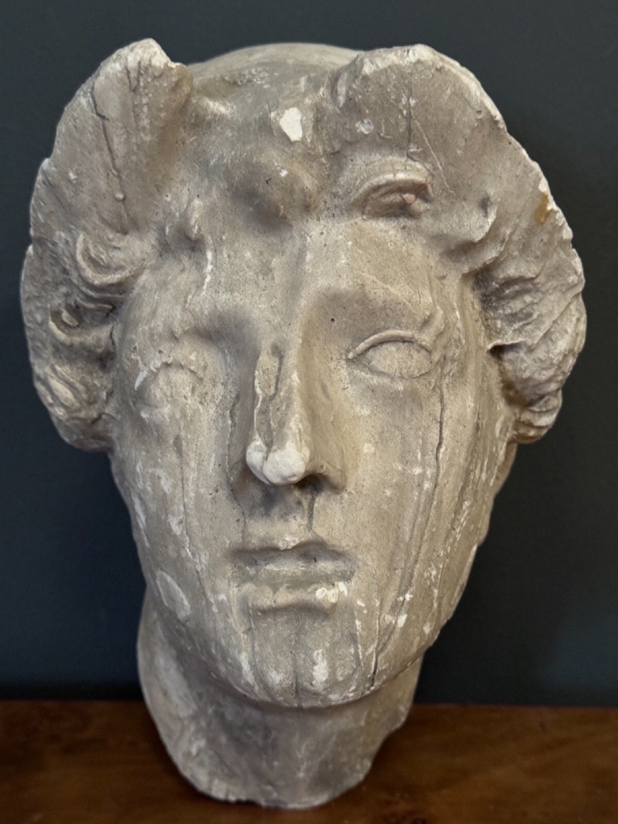 Sculpture à l'Antique en plâtre visage féminin début XXe-photo-3