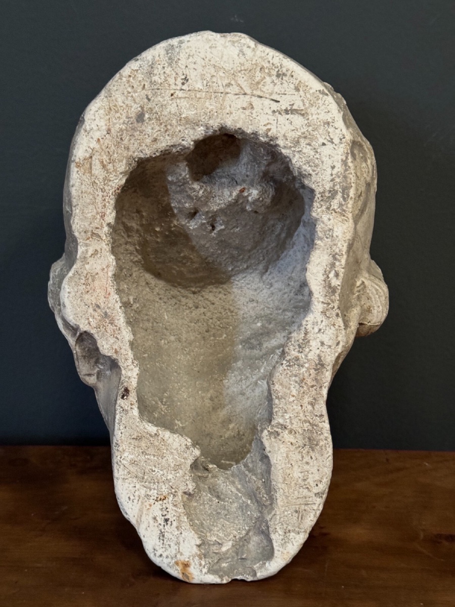 Sculpture à l'Antique en plâtre visage féminin début XXe-photo-4