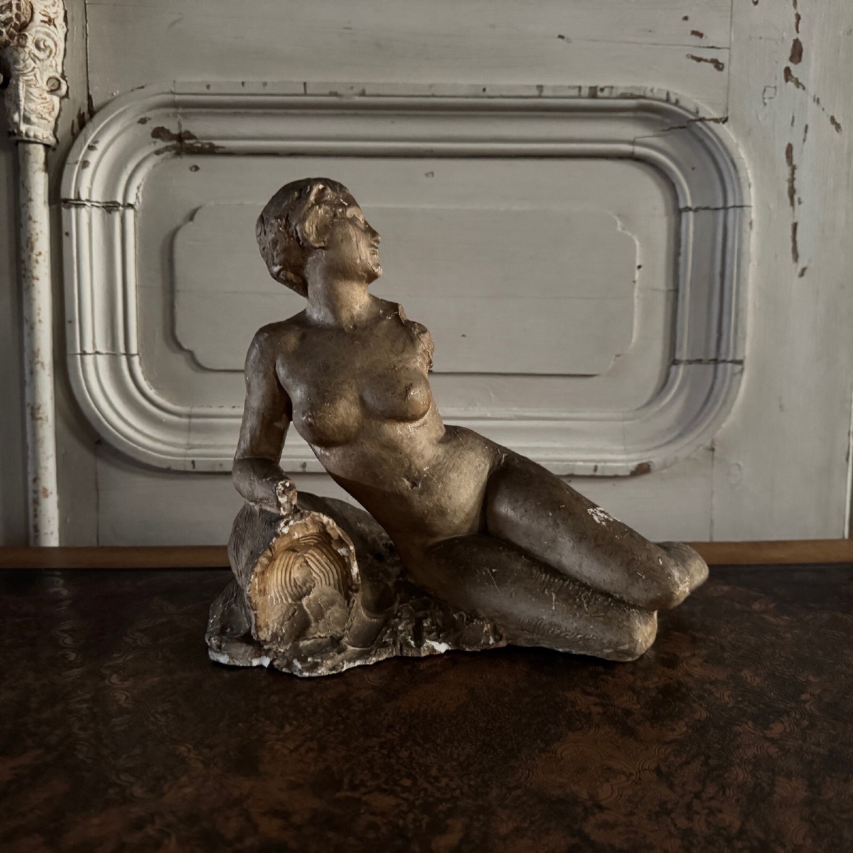 Plaster Cast By Charles Filleul, Young Nude Woman Seated-photo-2
