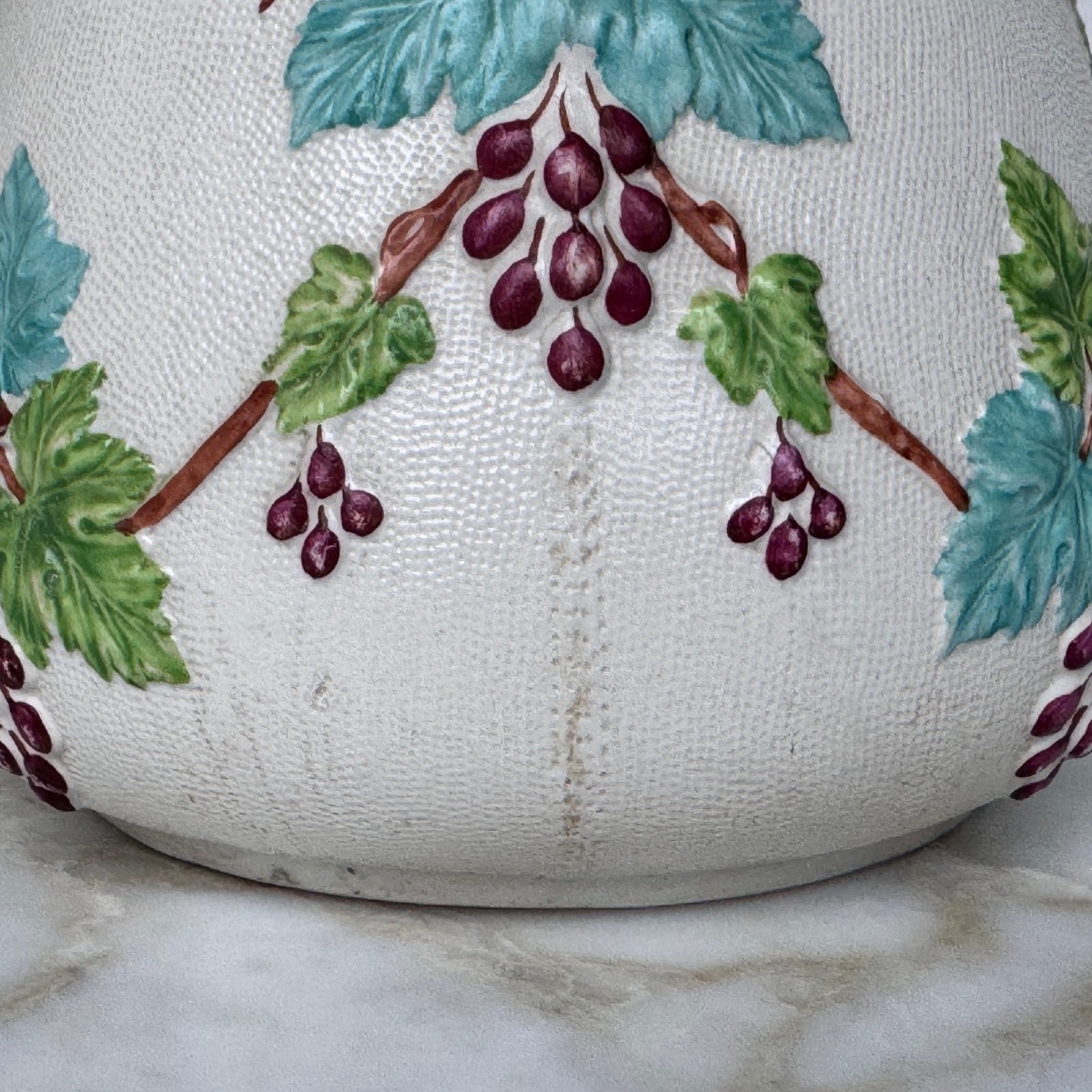 Pichet décor en application de feuilles de vigne XIXe marquage Edwards-photo-5