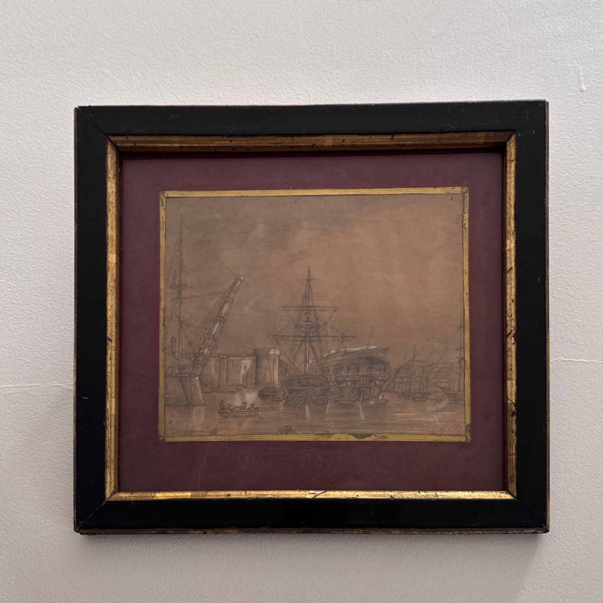 Drawing Of Galleons In The Port Of Brest By Camille Dupuy, 1921-photo-2