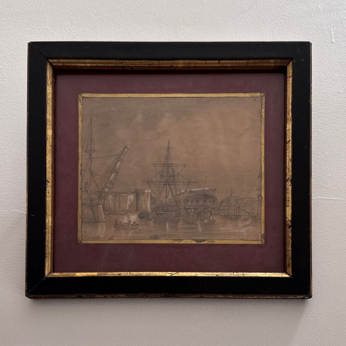 Drawing Of Galleons In The Port Of Brest By Camille Dupuy, 1921-photo-4