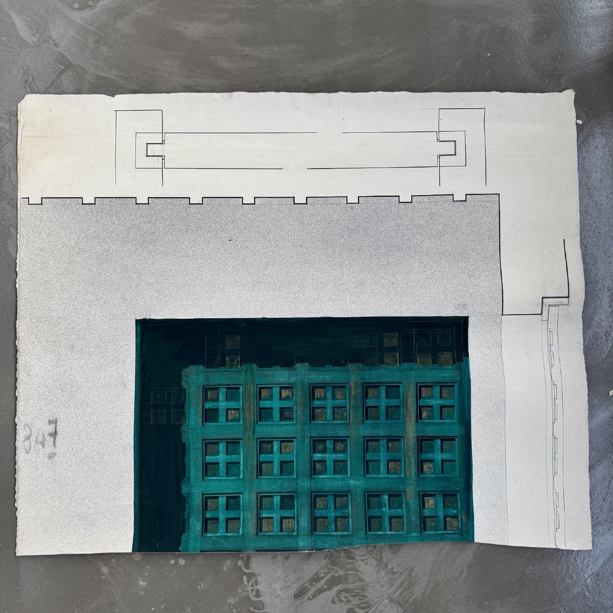 Architectural Drawing Project From 1960 Depicting A Building Facade-photo-3