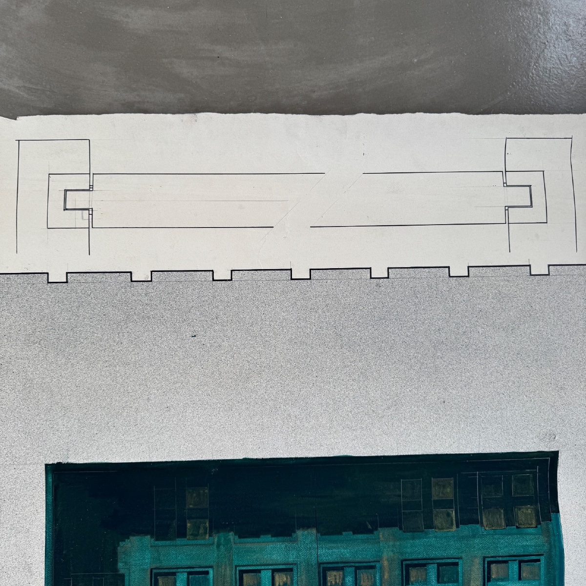 Architectural Drawing Project From 1960 Depicting A Building Facade-photo-1