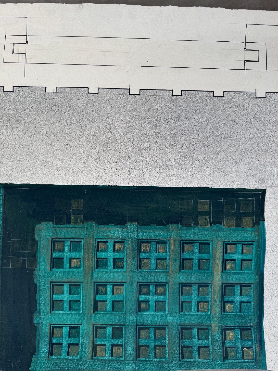 Architectural Drawing Project From 1960 Depicting A Building Facade