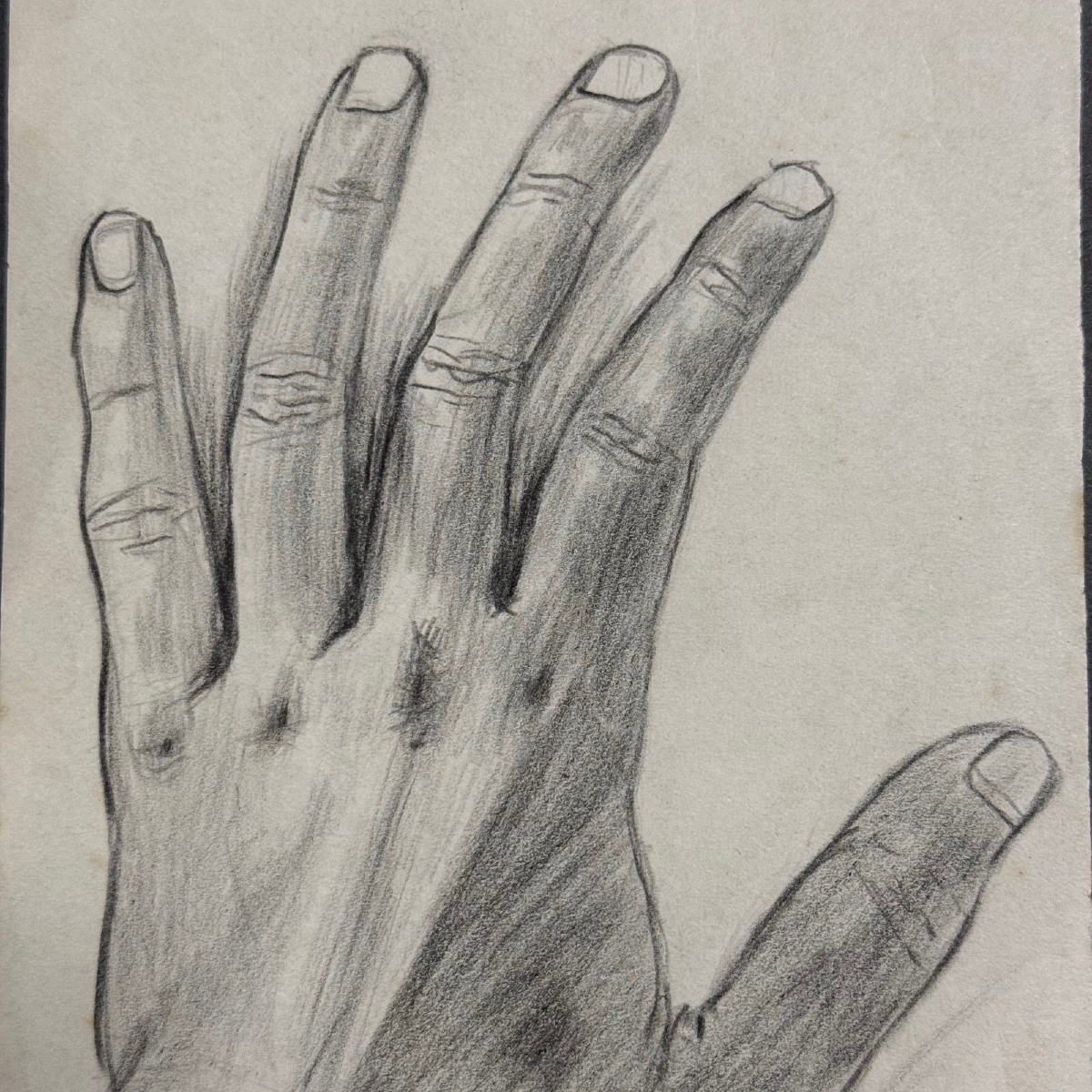 Étude de mains au fusain Beaux-Arts par A. Le Brun XXe-photo-2