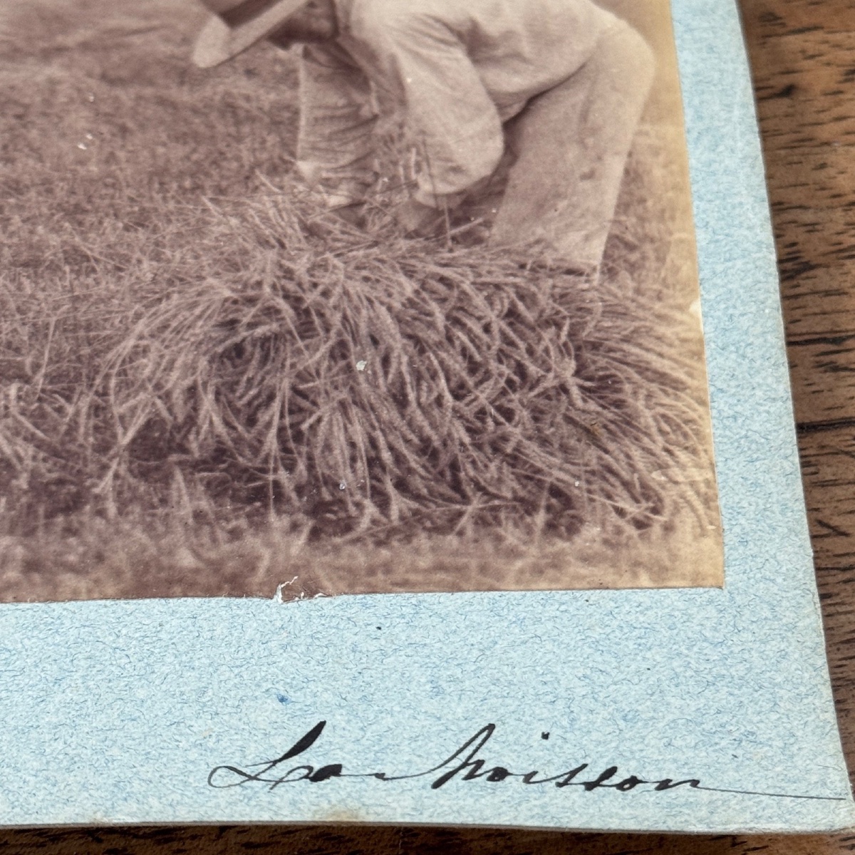 Photo albumine contrecollée sur carton représentant des moissonneurs XIXe-photo-3