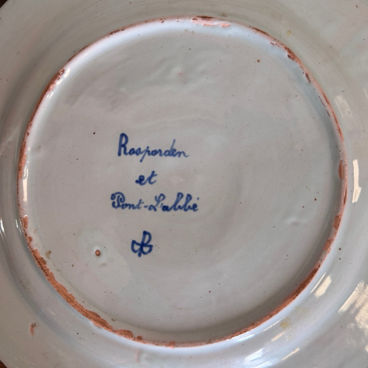 Assiette festonnée Porquier-Beau décor Rosporden et Pont-l'Abbé-photo-2