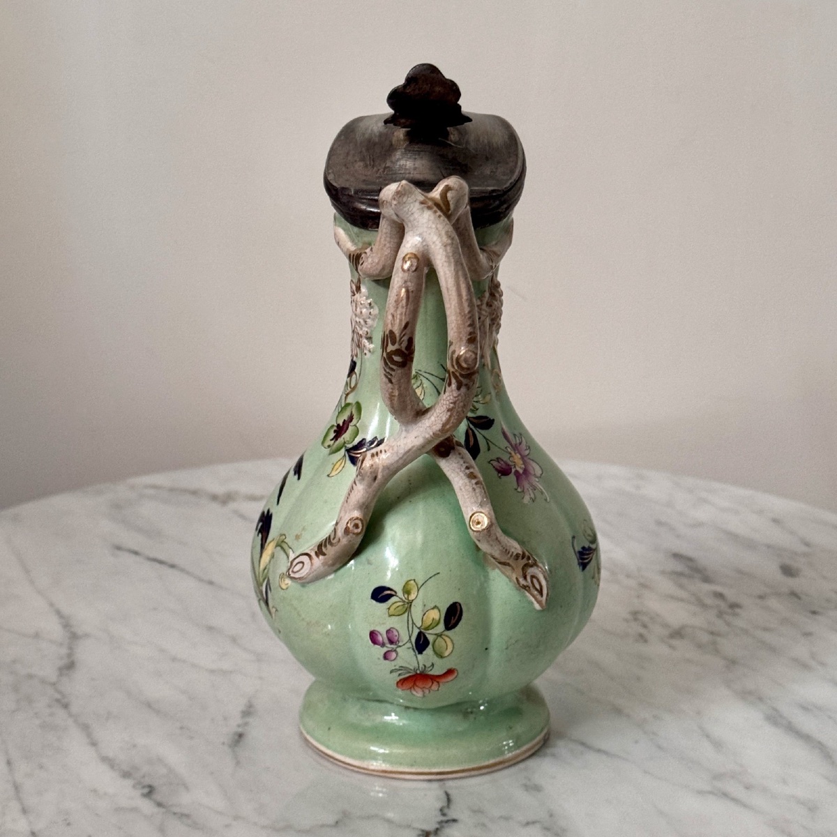 Fine Earthenware Ewer, Staffordshire Manufacture, 1843, Floral Decoration-photo-3