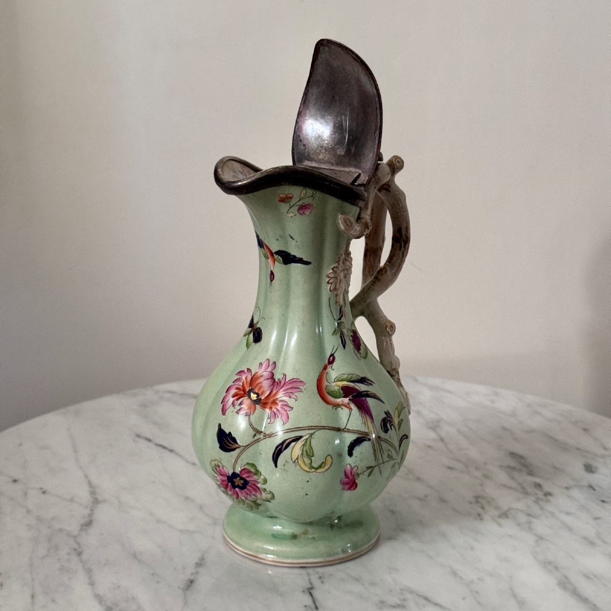 Fine Earthenware Ewer, Staffordshire Manufacture, 1843, Floral Decoration-photo-2