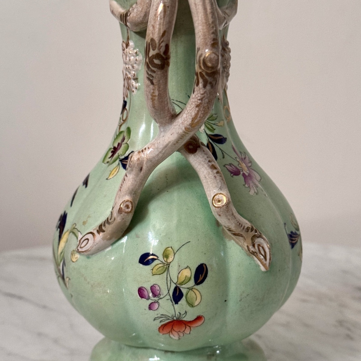 Fine Earthenware Ewer, Staffordshire Manufacture, 1843, Floral Decoration-photo-3