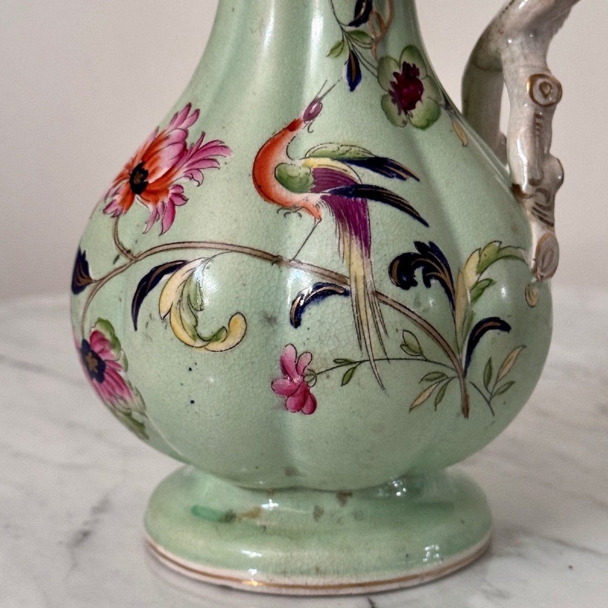 Fine Earthenware Ewer, Staffordshire Manufacture, 1843, Floral Decoration-photo-4
