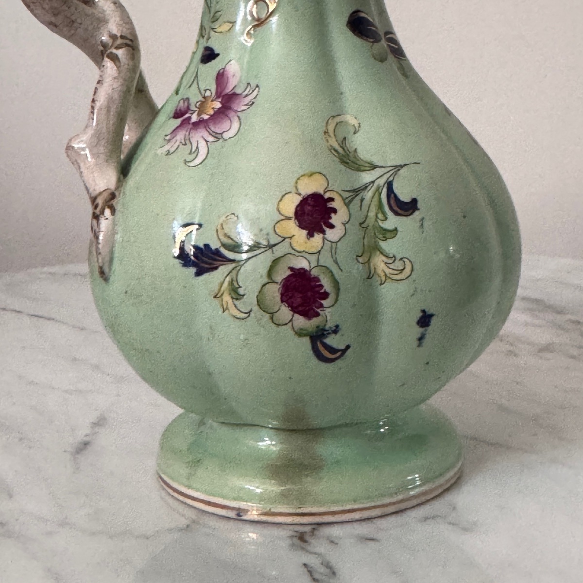 Fine Earthenware Ewer, Staffordshire Manufacture, 1843, Floral Decoration-photo-5
