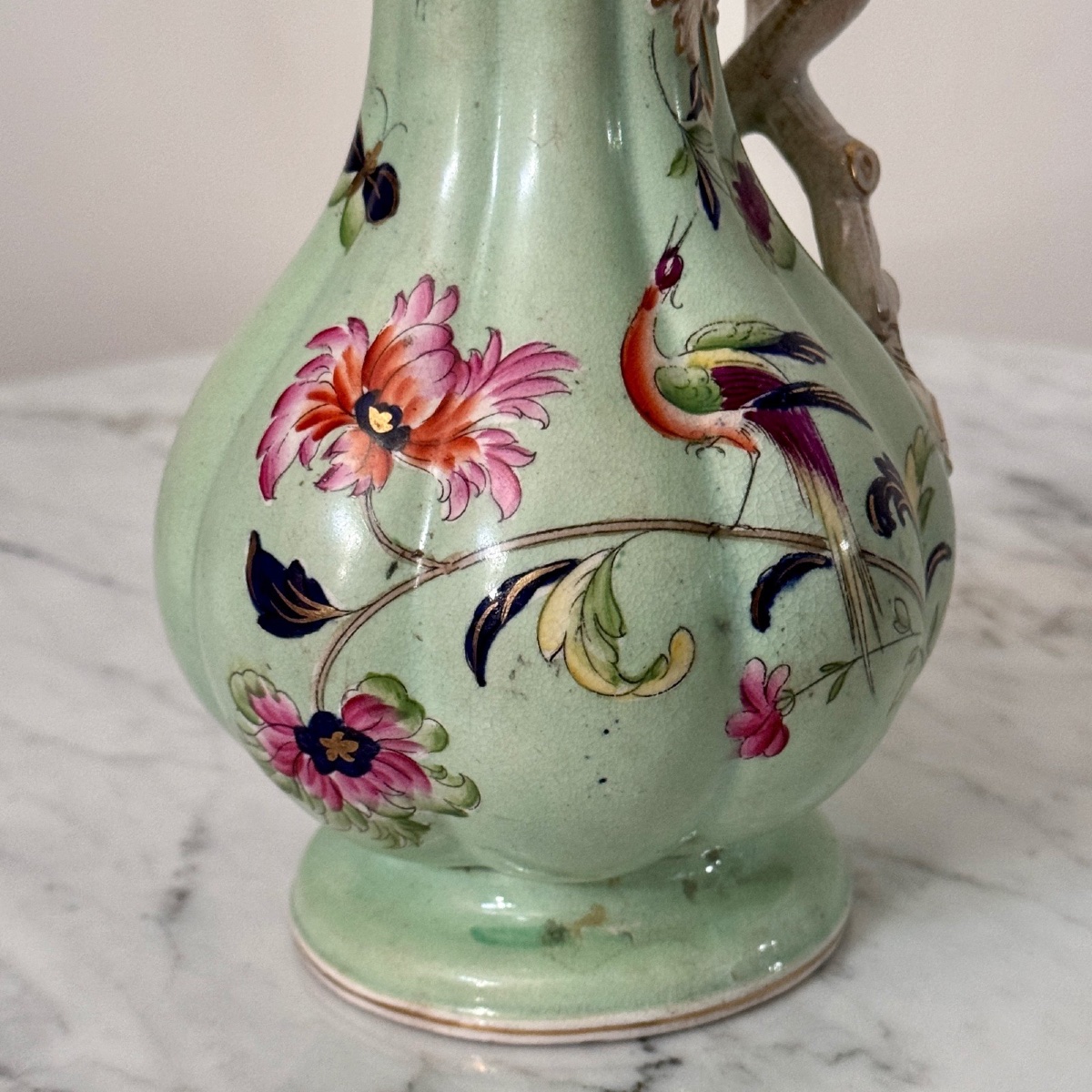 Fine Earthenware Ewer, Staffordshire Manufacture, 1843, Floral Decoration-photo-6