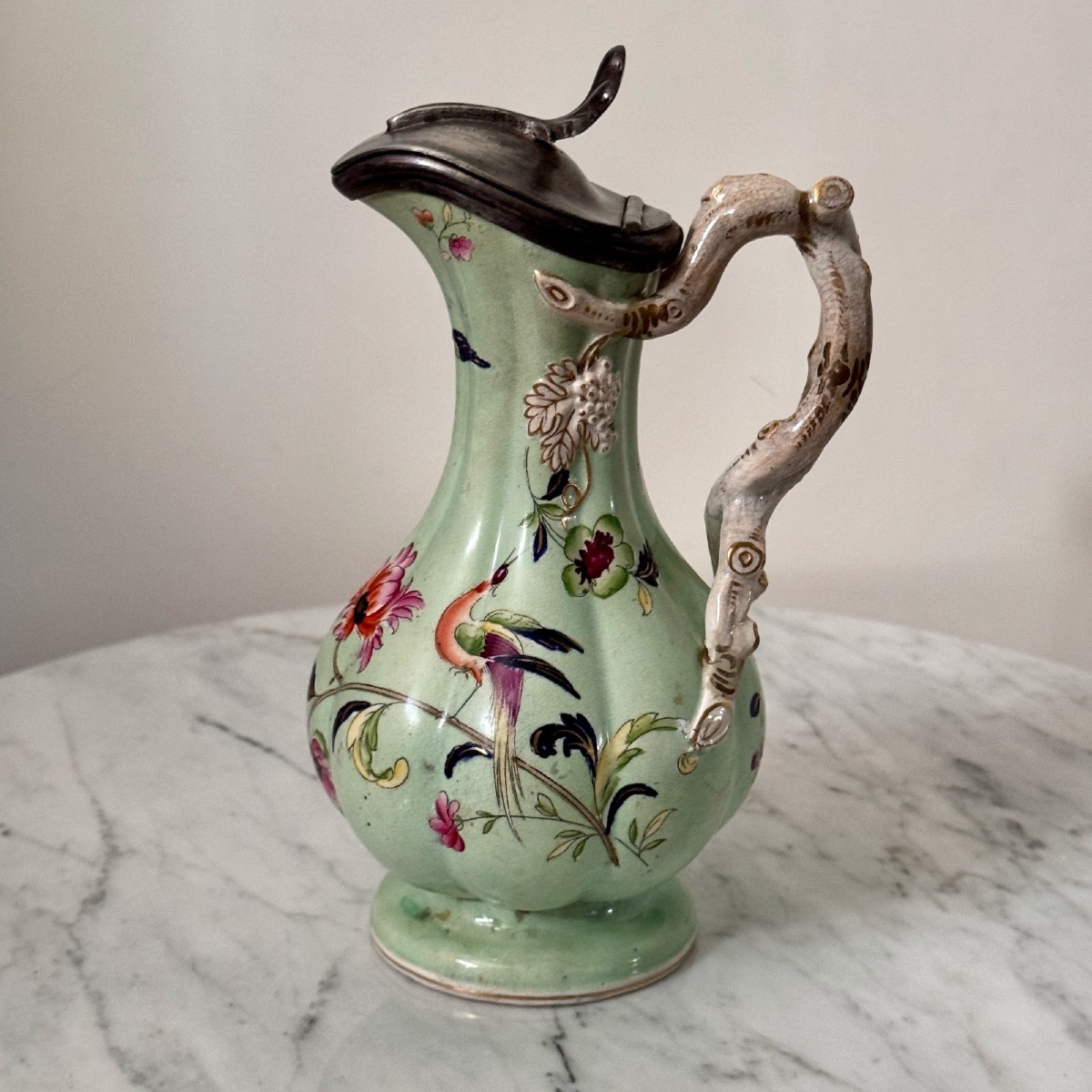 Fine Earthenware Ewer, Staffordshire Manufacture, 1843, Floral Decoration