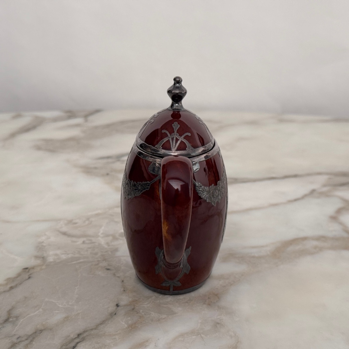 Théière anglaise Lenox Art Nouveau monture en métal -photo-2