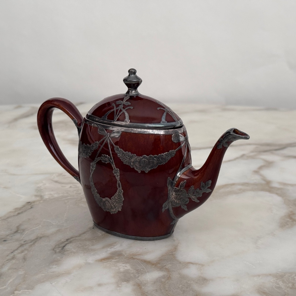 Théière anglaise Lenox Art Nouveau monture en métal -photo-2